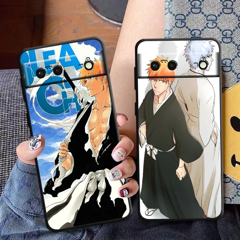 Anime BLEACH Phone Case For Google Pixel 9 8 7 Pro 6 Pro 6A 5A 5 4 4A XL 5G Black Soft Fundas Cover