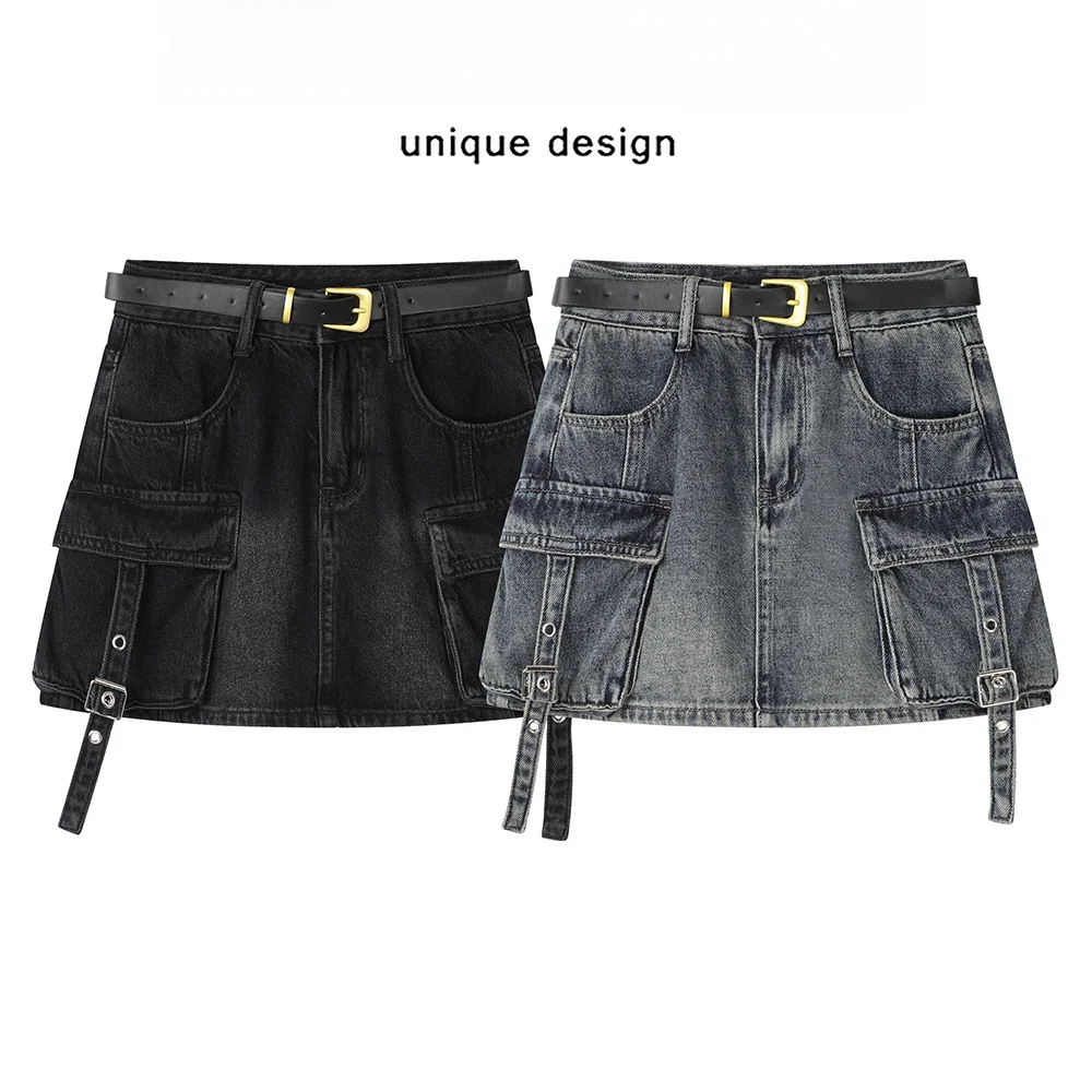 

High Waist Retro Nano Blue Denim ort Skirt Women Sexy Slim Fit a Line Skirt Summer Commute Sle ket Design