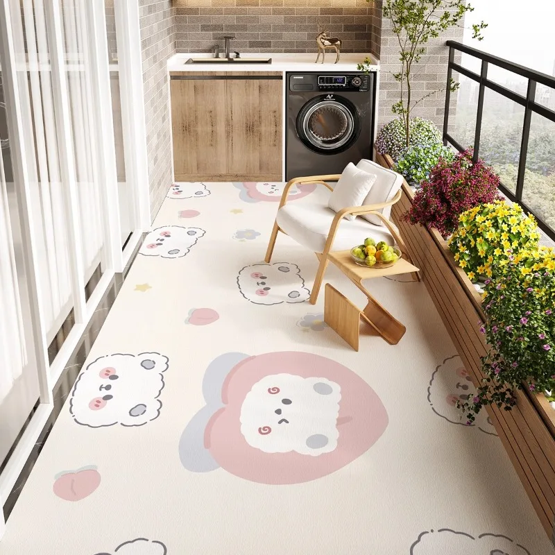

Modern Minimalist Balcony Carpet PVC Leather Dirt Resistant Oil-proof Kitchen Floor Mat Bathroom Anti-slip Washable Home Rug 러그