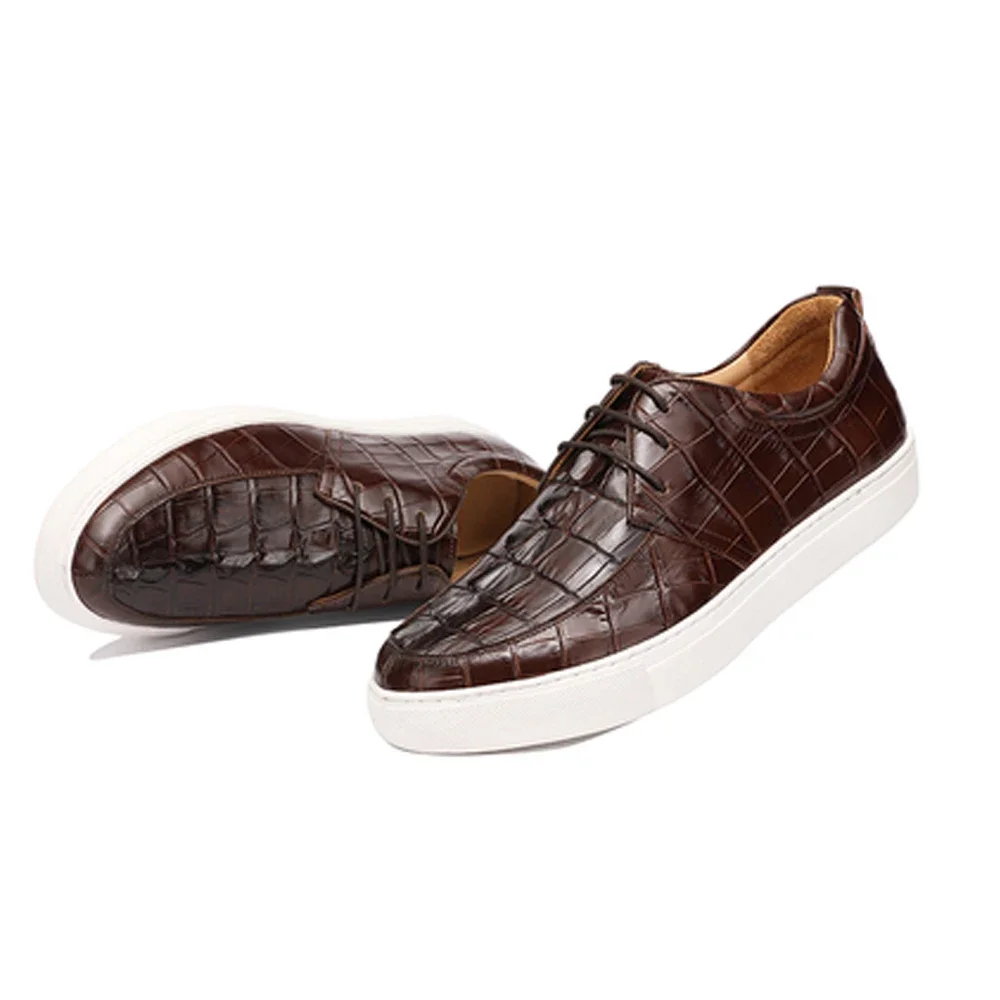 hulangzhishi new men crocodile leather sheos male leisure shoes casual  shoes crocodile tail skin male view 2