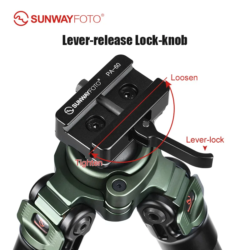 SUNWAYFOTO PA-60 Pica-tinny NATO Rail Adapter Arca-Swiss Mount  for Tripod ,Arca/RRS Compatible,Lever-lock