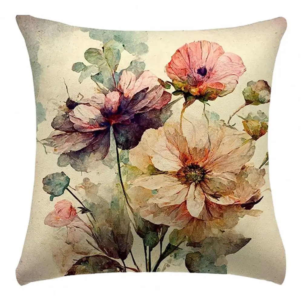 

Fabric Pillowcase Elegant Floral Print Cushion Cover Pillowcase Set for Home 40x40 45x45 50x50 60x60 Pillowcase