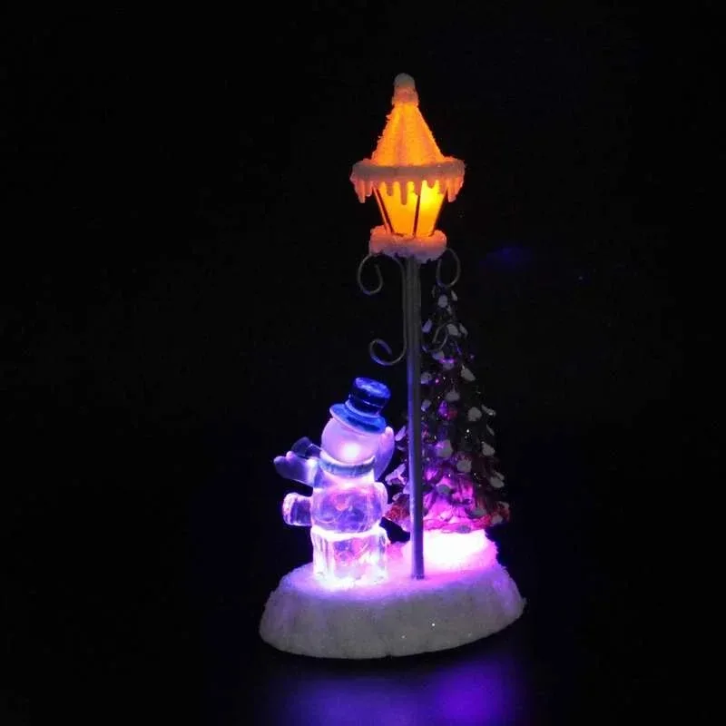 Acrylic LED Lighted Lamp Color Changing Snowman Christmas Decor House Village Collectible Figurines Children's Holiday Gifts Toy