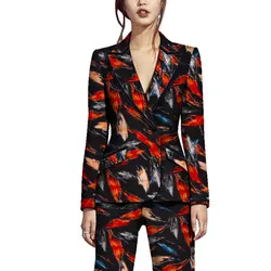 Conjunto africano de 2 piezas para mujer, chaqueta con estampado de cera y pantalones largos, WY8845