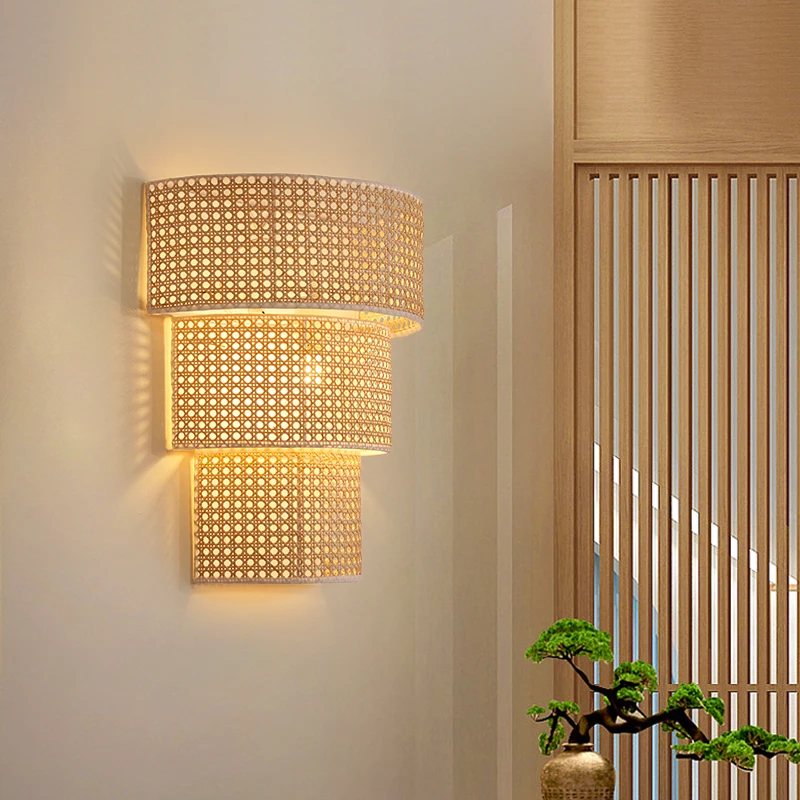 Sessiz rüzgar asma dokuma duvar lambası yatak odası, oturma odası, aile yanında Bedhead, japon Retro dekorasyon giyim