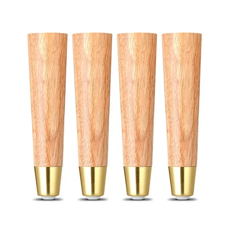 Brand New Furniture Legs ,For Cupboard Sofa Table TV Cabinet Stool Oak Feet With Pure Copper Protective Case Cone Feet Pack of 4 image 2