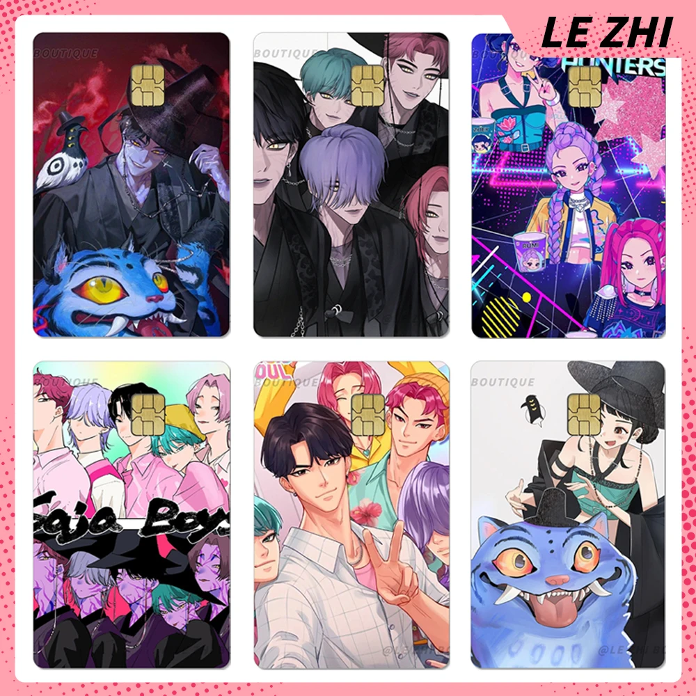 

2025 Kpop Movie Demon Hunters Credit Card Skin Stickers Huntrix Saja Boys Bank Metro Access Card Protective Film Cover Sticker