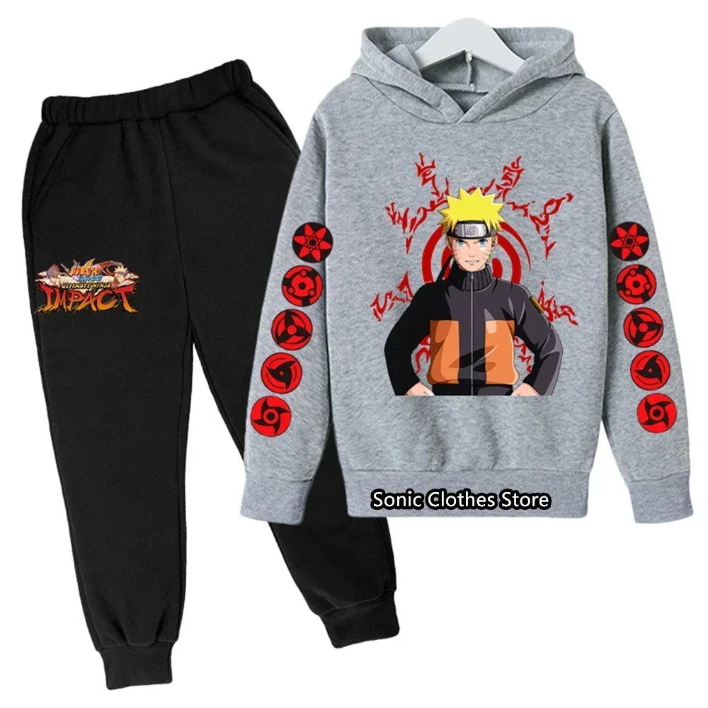 Naruto Spring Boys 2pcs sets Baby Boys Girls Clothes Hoodie + Pants Kids Sport stitch Suit Kakashi Sweatshirts Sport Hoodie Set