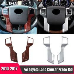 For Toyota Land Cruiser Prado 150 LC150 FJ150 2010-2017 ABS Wood grain Interior Steering Wheel Cover Trim Chrome Car Accessories