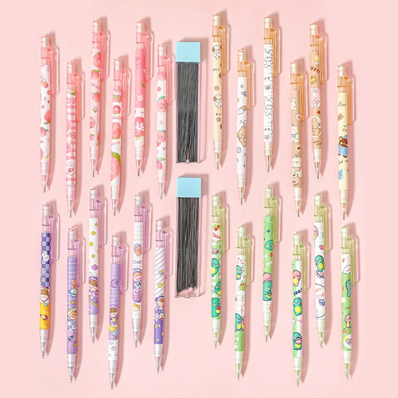 

1-6Pcs Lytwtw's 0.5mm Honey Peach Cute Press Automatic Mechanical Pencil School Office Supplies Student Stationery Gift Refill