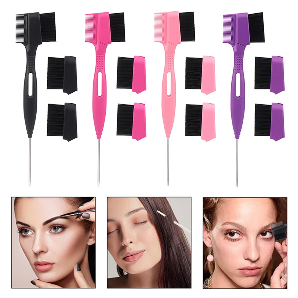 Spazzola per sopracciglia con coda a perno Spazzola per capelli staccabile Spazzola versatile per sopracciglia Definitore pettine Punta ad ago fine Parrucchiere Modellatura Trucco