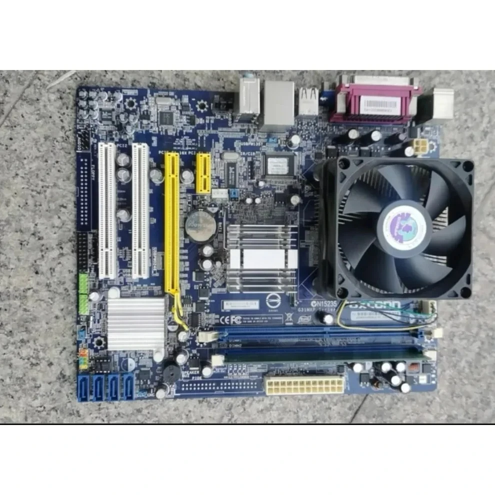 For Gigabyte G31 main board support HL wire cutting control card main board set with CPU memory fan(store code 0383)