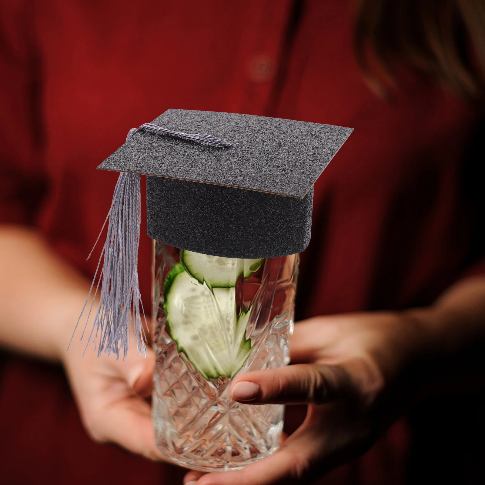 

10 Pcs Party Decoration Goblet Lid Glass Cover Mini Graduation Cap Hat Accessory Glasses Hats