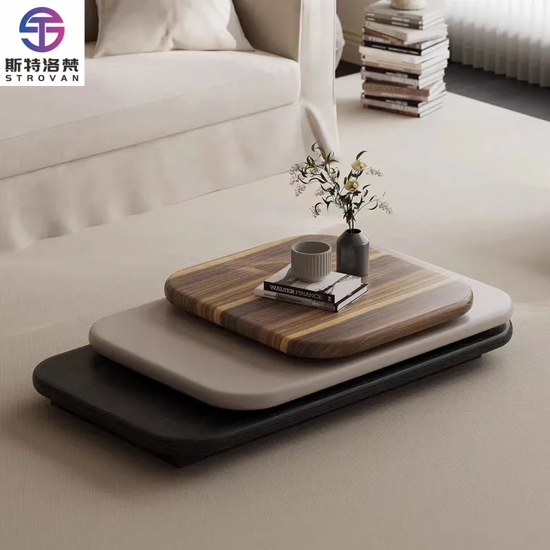 

Minimally Luxurious Shaped Coffee Table Small-sized Retractable Three Layers Design Coffee Tables