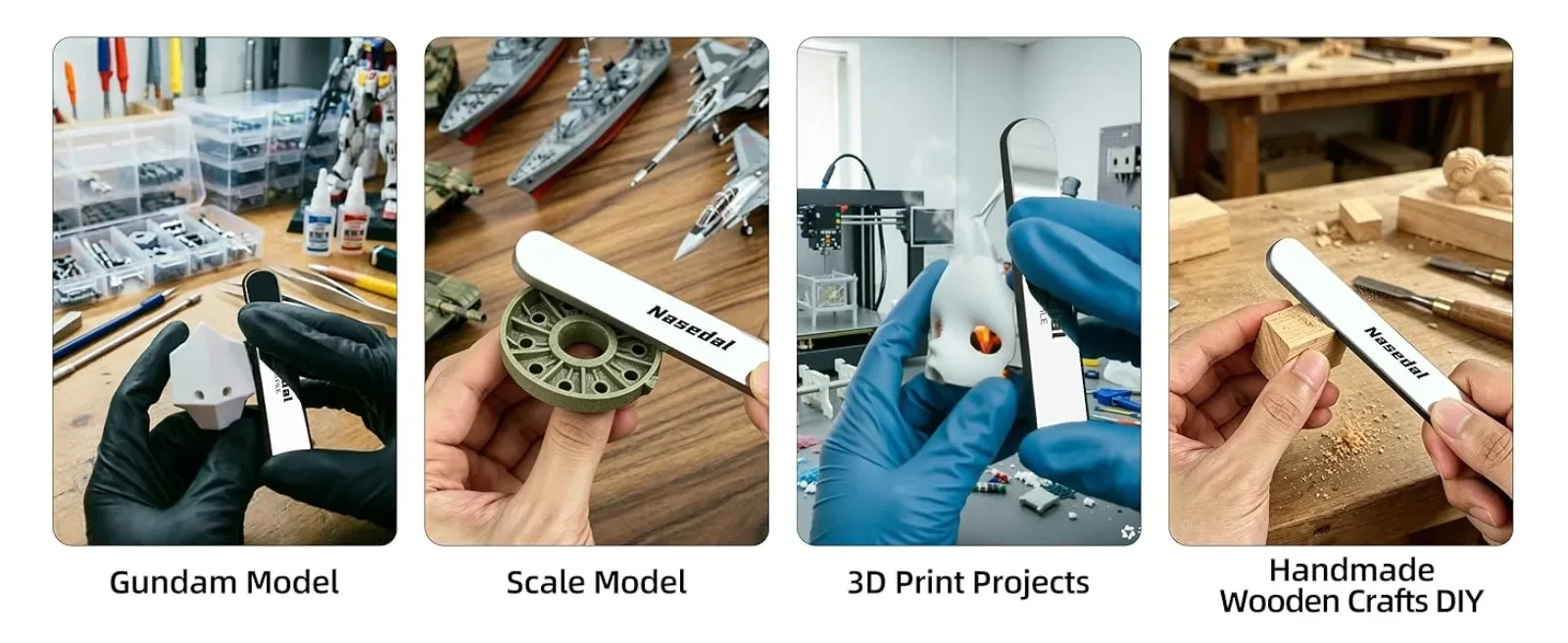 Nasedal 3 Stück/4 Stück/7 Stück Hobby-Glasfeilen # 320-10000 Körnungen Ultrafeine Detail-Schleifpartikel für Gunpla Maßstabsmodelle 3D-Druck Kunststoffharz – Detail 7
