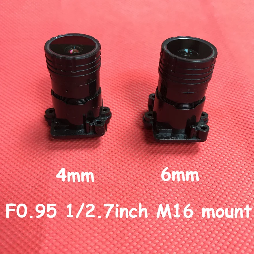 2.0 Megapixel F0.95 Aperture M16 Mount CCTV Lens, 1/2.7 Inch Holder, 4mm 6mm Fixed Iris Starlight HD Surveillance Lens