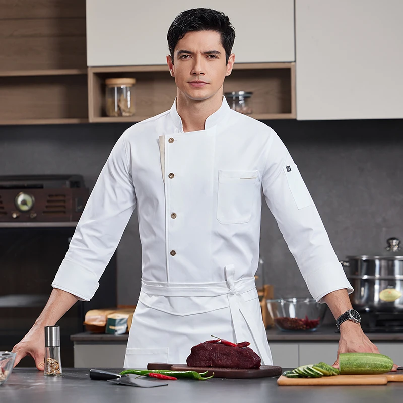 سترة مطبخ للمطاعم ومريلة لخدمة الطعام في المطبخ، زي Pizzaiolo Chef، زي المخابز والمقهى والنادل، قمصان العمل #1