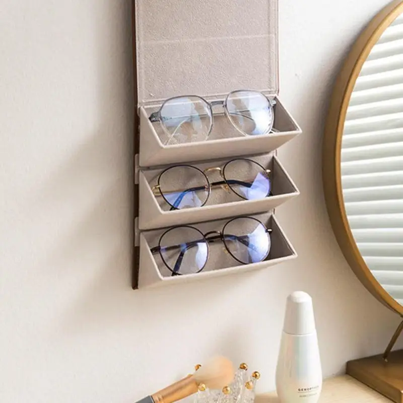 Multiple Pairs Travel Sunglasses Organizer Case 3/5 Slot Multi Glasses Storage Case Portable Foldable Eyeglasses Holder Box