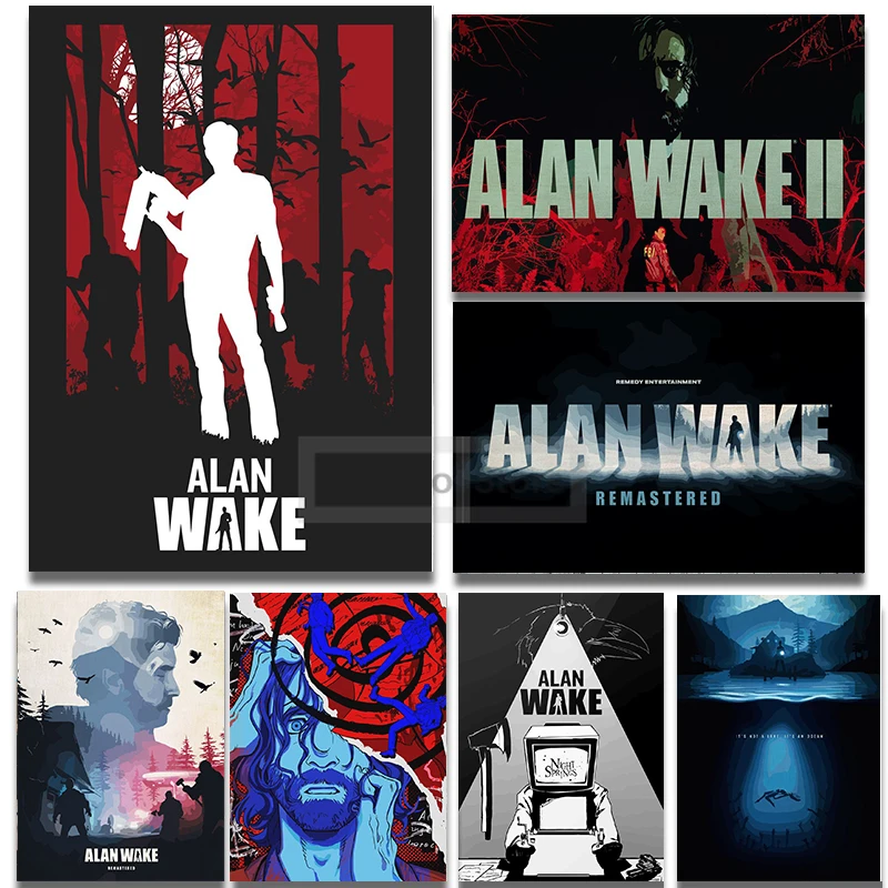 Classic Horror Adventure Video Game Alan Wake 1 2 Poster and Prints Canvas Painting Wall Art Pictures Home Room Decor Gamer Gift