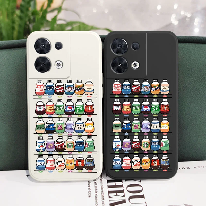 เคสโทรศัพท์เครื่องดื่มหลากสีสำหรับ OPPO Reno 10 8 8T 8Z 7 7Z 6 5 Pro 4G 5G F19 F9 Pro PLUS ปลอกซิลิโคนน้ำ