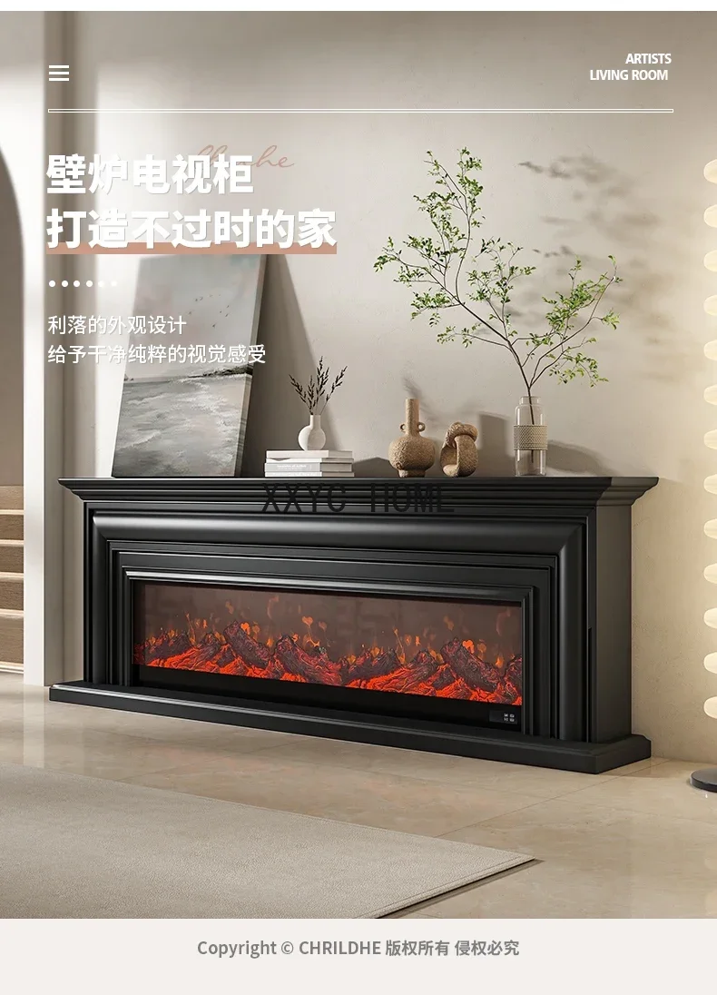 Italian Minimalist Fireplace TV Cabinet Modern Minimalist Heating Electronic Fireplace Simulation Curio Cabinet Floor Cabinet