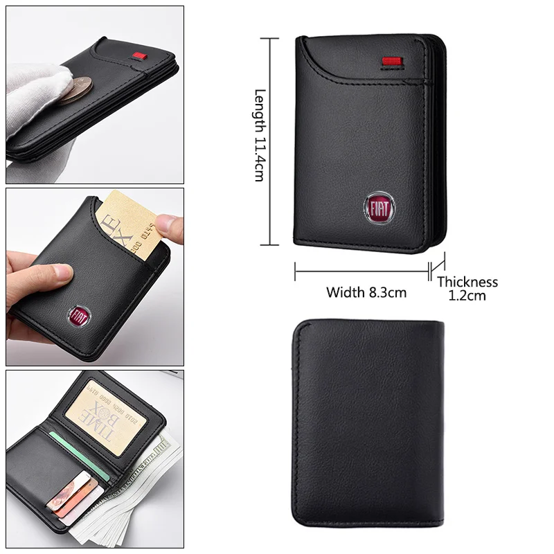 Fashion Luxury Leather Car Logo Wallet Credit Card Holder Coin Purse For FIAT 500 Grande Stilo Freemont Punto Astra Bravo Ducato