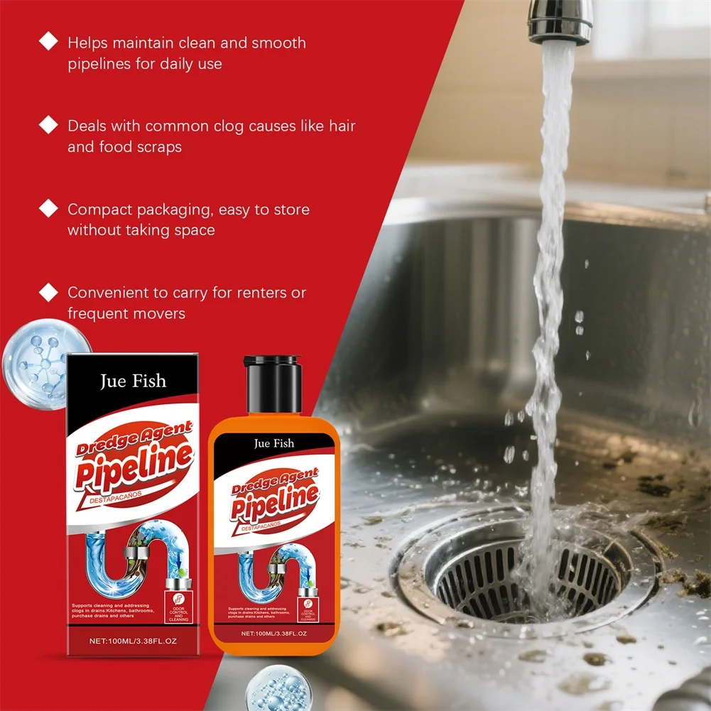Drain Clog Remover For Shower Hair Kitchen Sink Grease Dissolver Liquid Eliminates Foul Drain Odors