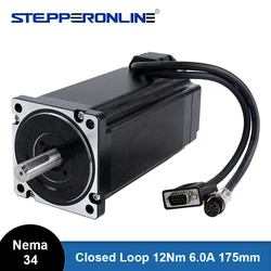 STEPPERONLINE Nema 34 Closed Loop Stepper Motor 12N.m 6.0A Servo Motor 175mm with Encoder 1000PPR(4000CPR) for CNC Machine