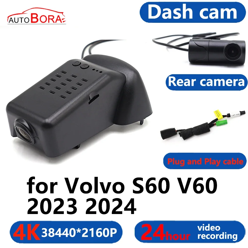 AutoBora 4K Wifi 3840*2160 Car DVR Dash Cam Camera 24H Video Monitor for Volvo S60 V60 2023 2024