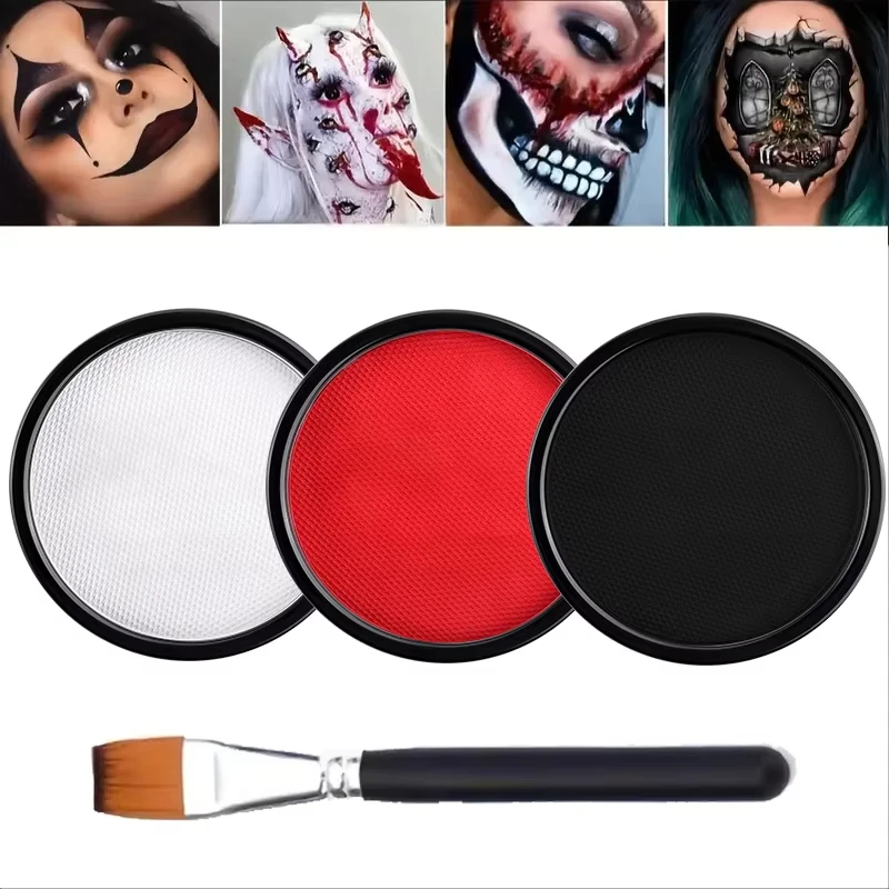 30 جرام ماء أحادي اللون لوحة رسم على جسم الوجه طقم تأثيري وهالوين طلاء الوجه وطلاء الجسم ماكياج للمرحلة والكرنفال والحفلات
