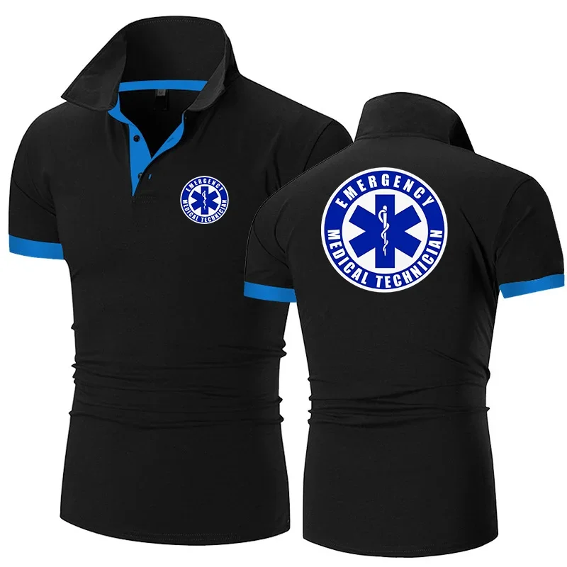 2024 New EMT Emergency Ambulance Cotton Polo Shirts for Men Casual Solid Color Slim Fit Polo Summer Fashion Comfortable Clothing