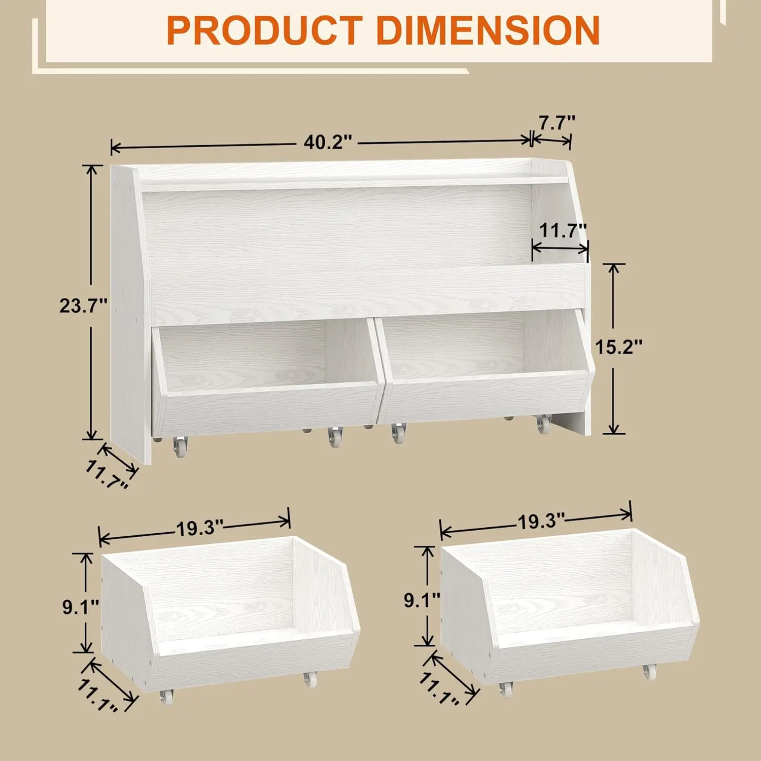 Storage Organizer for Kids, Toy Storage Cabinet with Drawers, Boys and Girls Toy Shelf with Wheels, Toy Organizer Kids Bookshelf