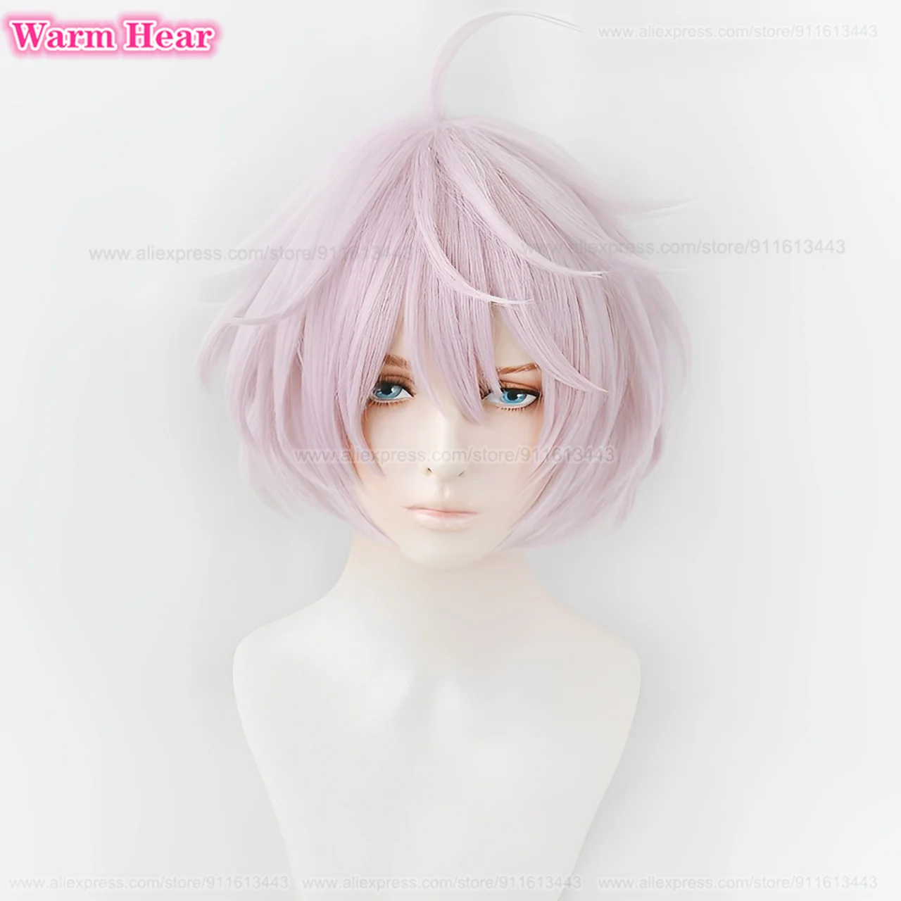 Anime Senju Kawaragi Cosplay Wig Short Light Pink Fluffy Cos Wigs Heat Resistant Synthetic Hair Halloween Party Wigs + Wig Cap