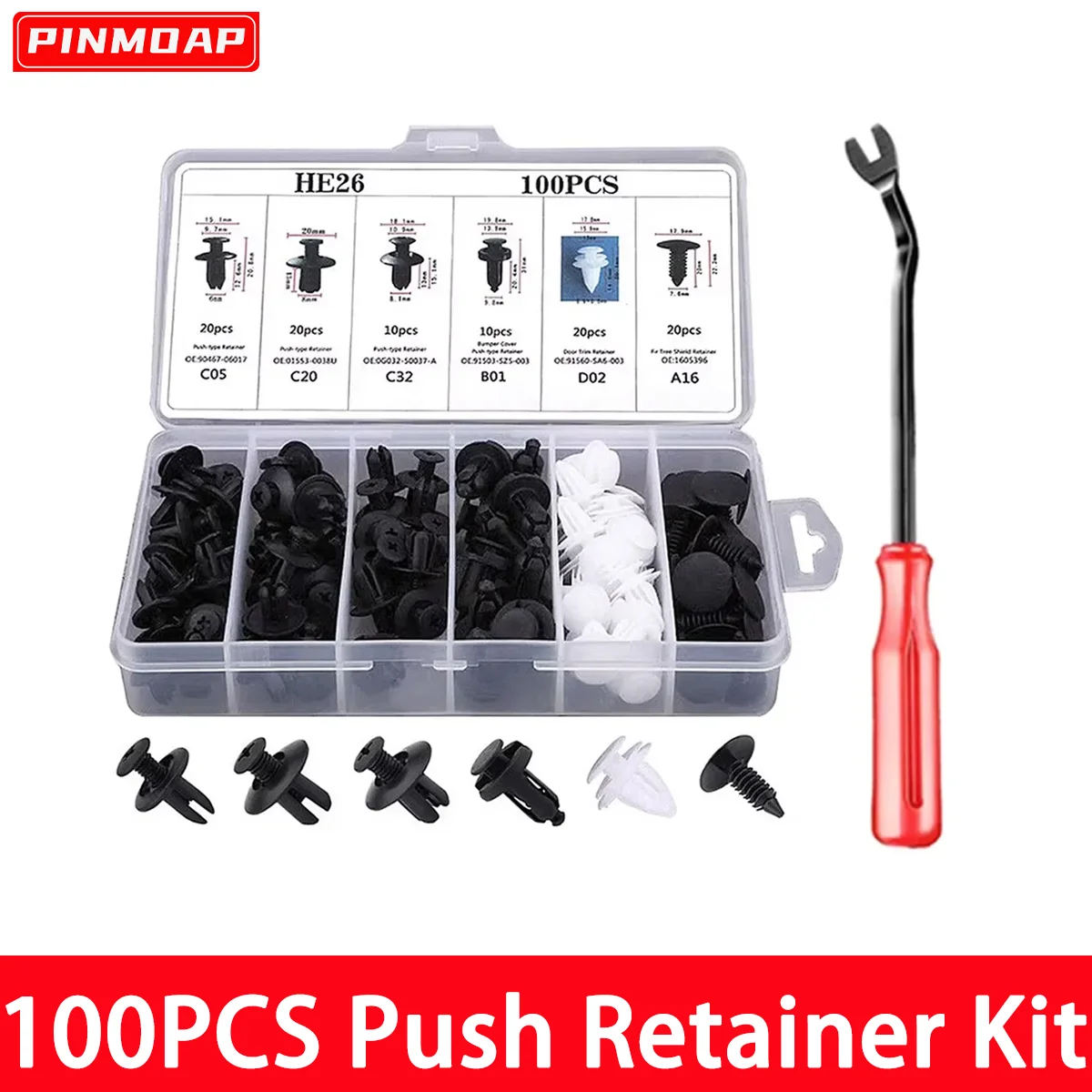 100PCS Automotive Fastener Clip Car Plastic Rivets Fasteners Push Retainer Kit Bumper Door Decorative Panel Retainer Clips