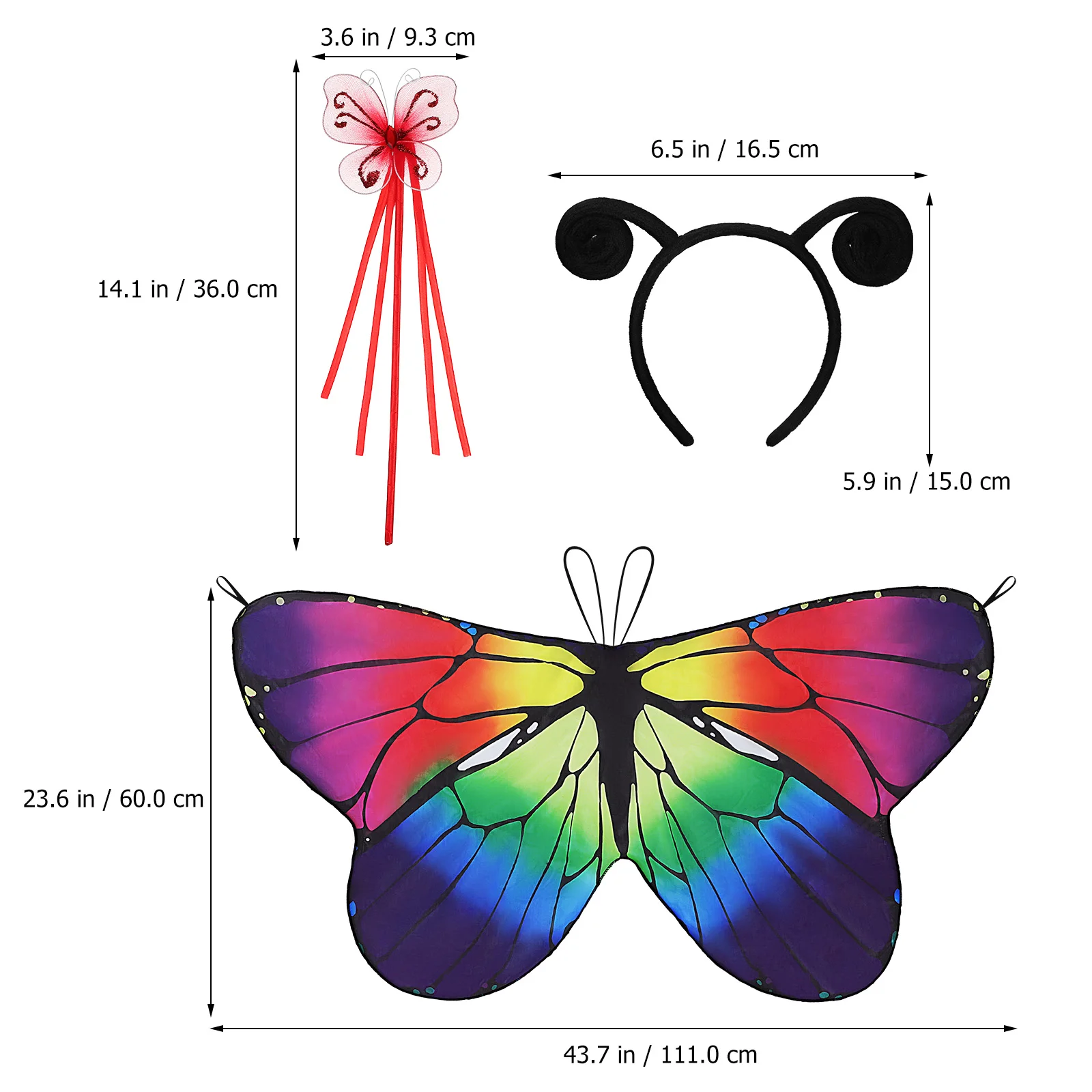 

Butterfly Wings Cloak 3 piece Set Realistic Simulation Comfortable Polyester Halloween Children cosplay Accessories Vibrant