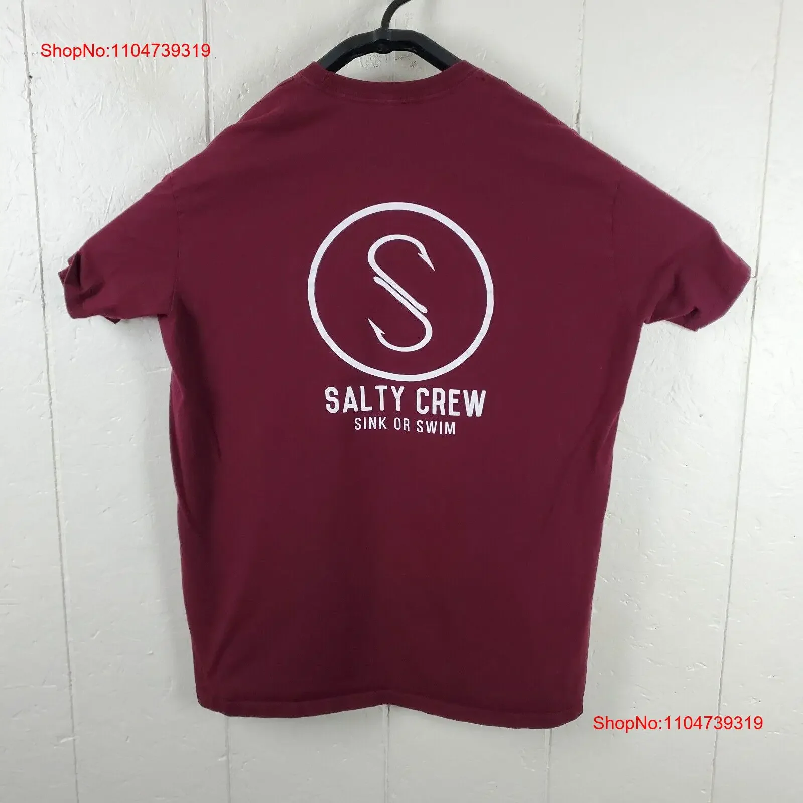 Salty Crew Camiseta para hombre extra grande rojo burdeos cuello corto al aire libre vintage lavado transpirable versátil unisex elegante casual
