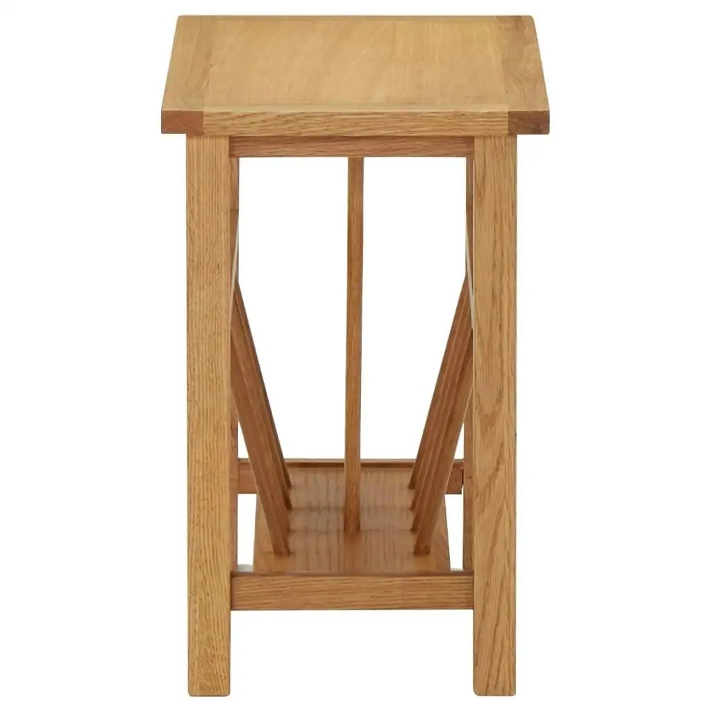 Solid Oak Wood Magazine Table - 17.7x10.6x16.5 Modern Design for Living Room Storage image 3