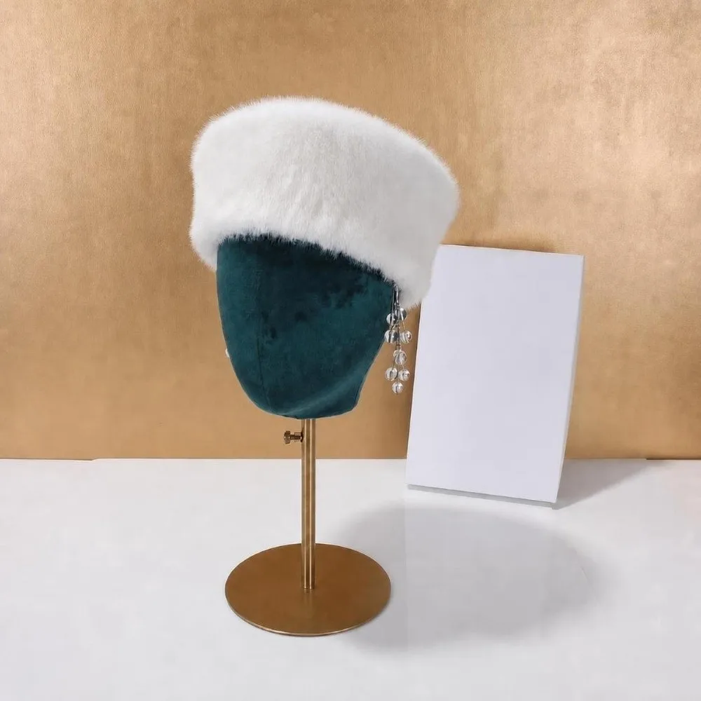 Durable Faux Mink Fur Pillbox Hat Flat Top Warm Flat Top Hat Versatile Texture Winter Cap Winter Wear