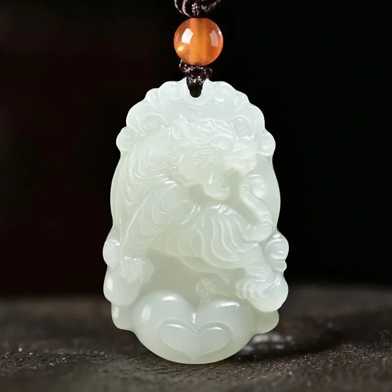 Natural Green Jade Chinese Zodiac Pendant Necklace Fashion Charm Jewellery Accessories Hand-Carved Lucky Amulet Gifts for Women