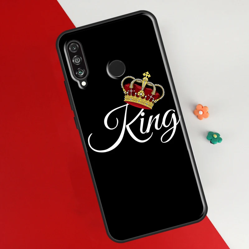 Crown QUEEN & KING Couples Case For Honor 50 8X 9X 10i Cover For Huawei P30 P40 Lite P50 P20 Pro P Smart 2019 Nova 5T