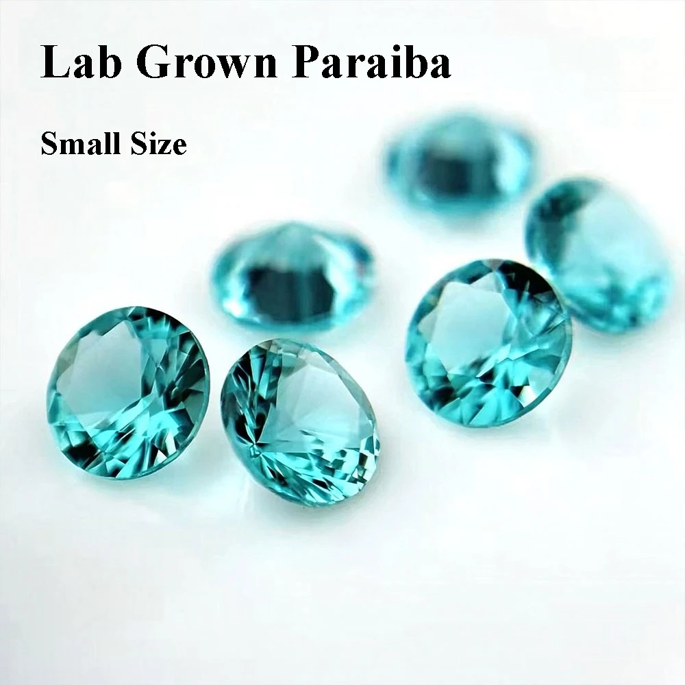Small Size Lab Grown Paraiba Round Shape Neon Blue Colors Loose  Gemstone for DIY Ring Necklace Earrings No Certificate