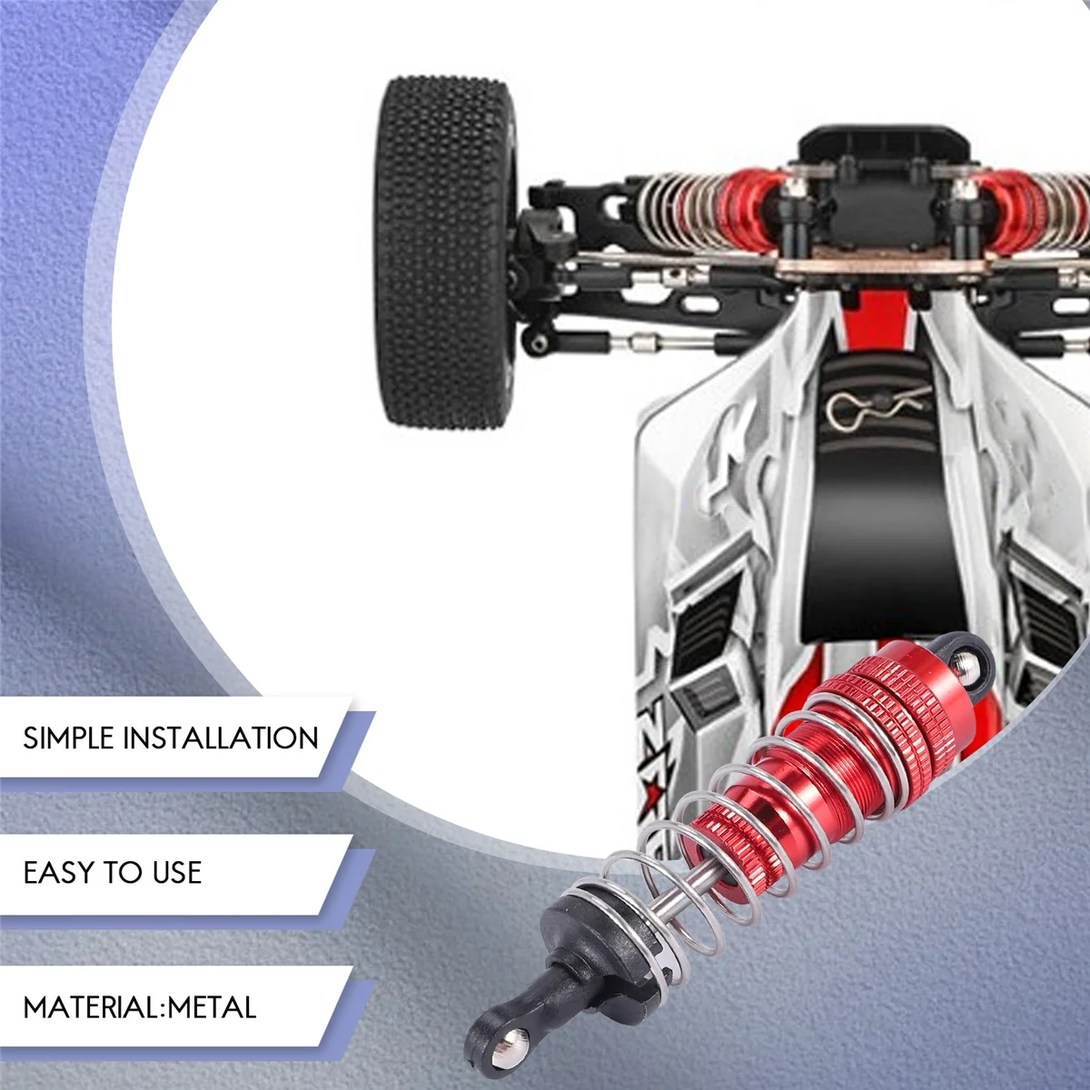 1Pcs Metal Shock Absorber Damper Replacement Accessory for WLtoys 144001 1/14 4WD RC Drift Racing Car Parts,Red