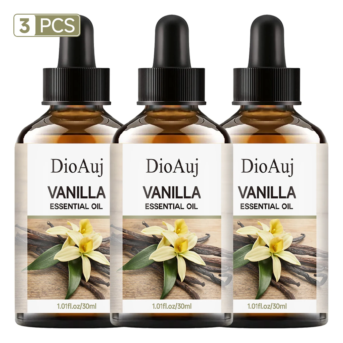 

DioAuj 3PCS essential oils rose vanilla myrrh eucalyptus lemon frankincense sweet orange cherry blossom gardenia 30ml
