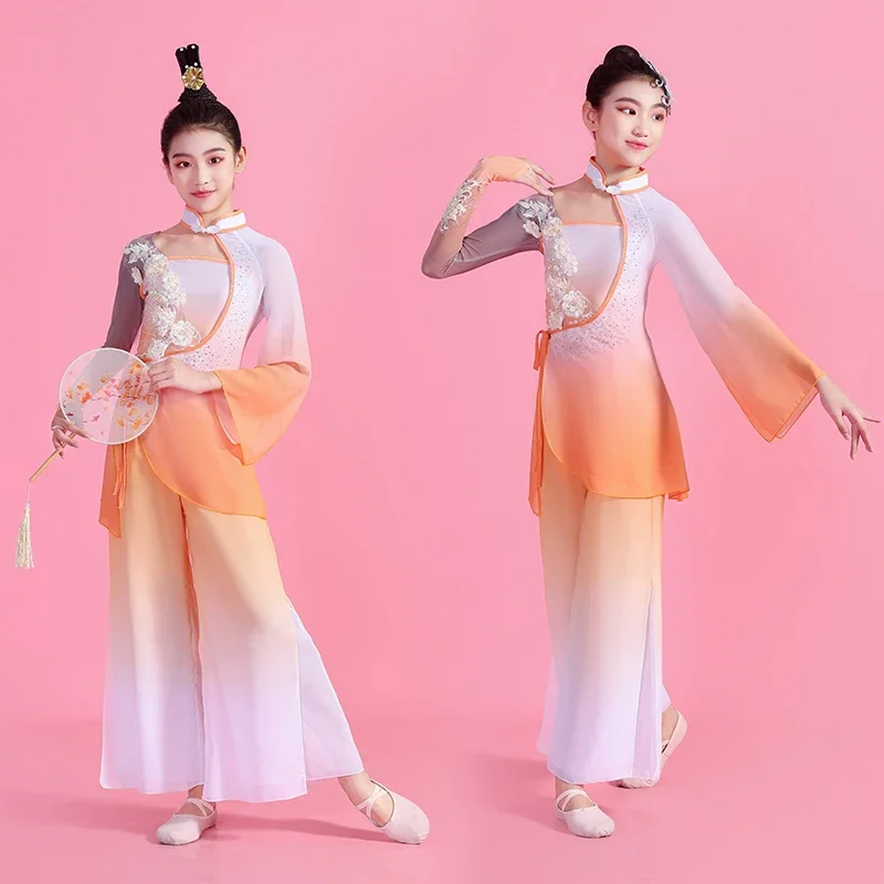 

National Yangko Clothing Costumes Girls Fan Dance Hanfu Dress Ancient Modern Dance Wear Hmong Stage Square Dance Outfit