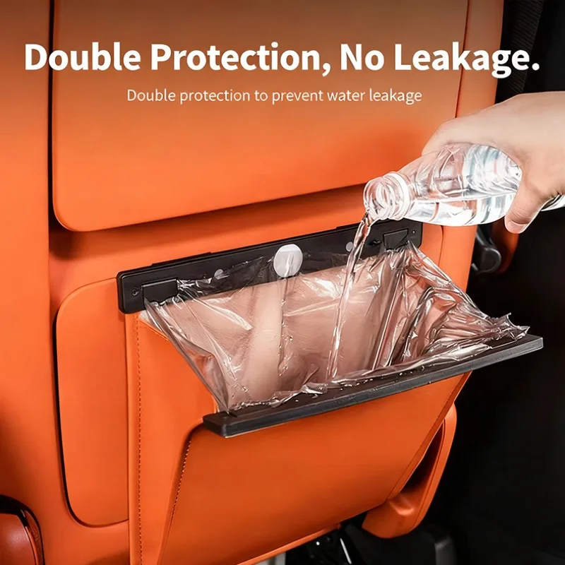 Car Specific Garbage Bag Leather Magnetic Suction Seat Hanging Storage Bag Behind The Car Interior Hidden Creativity