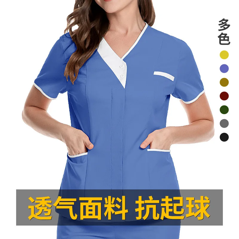 

Surgical Beauty Salon Doctor Short Sleeved Top, V-Neck Uniform, Female Nurse Technician Uniform