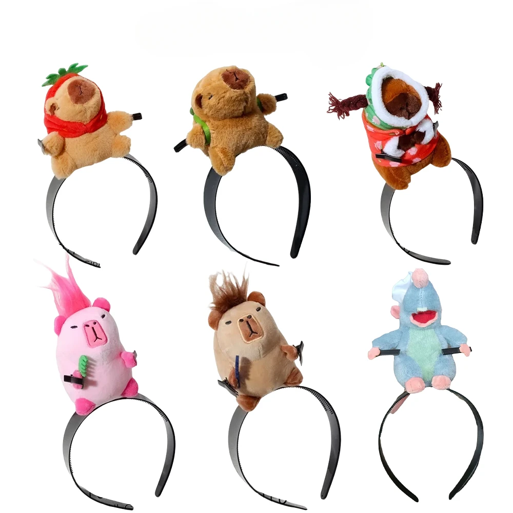 1-5PCS Headband Cartoon Funny Capybara Hair Hoop Summer Women\'s Cute Face Wash Headband Funny Plush Hair Band Hair Accessories