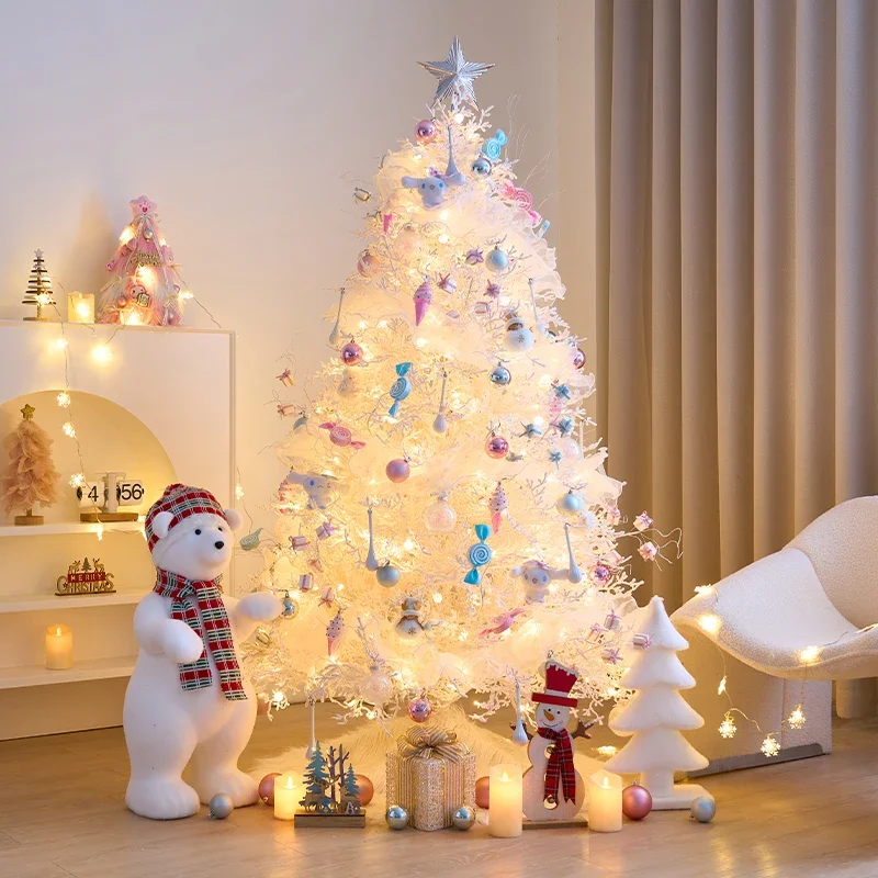 Christmas tree with lights 2024 new landscaping white cream wind beautiful Christmas scene arrangement floor decoration