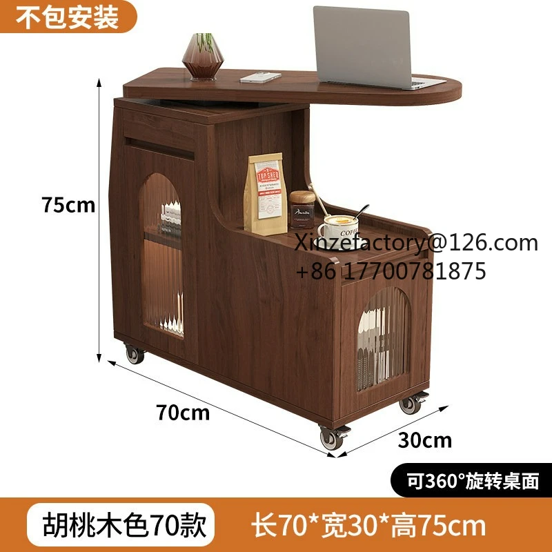 Factory Direct 2026 Top Rated retro style removable rotating side table sofa coffee table bedside side cabinet living room shelf