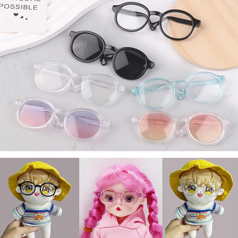 Mini Doll Glasses For Plush Doll Round Frame Miniature Eyewear Clear Lens Eyeglasses